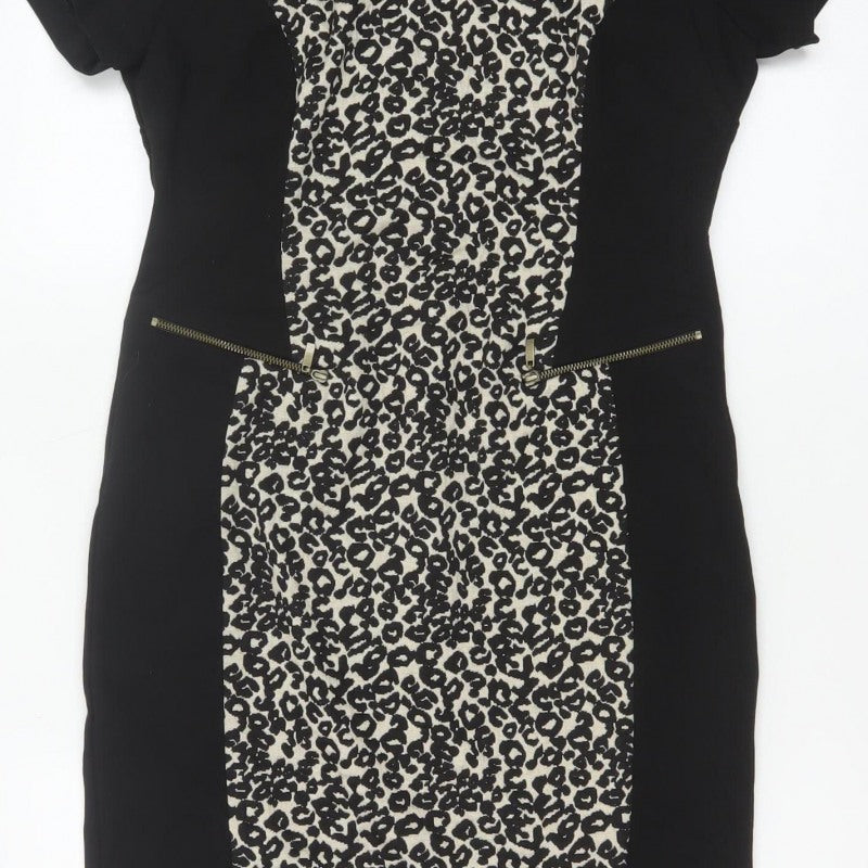 Marks and Spencer Women Black Leopard Print UK 12 Pencil Dress