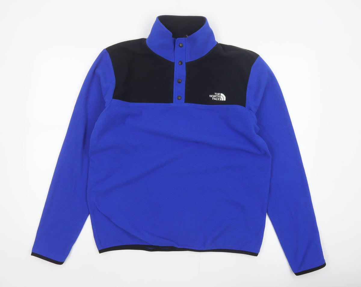 The North Face Men’s Blue Black M Fleece Snap Henley Sweatshirt