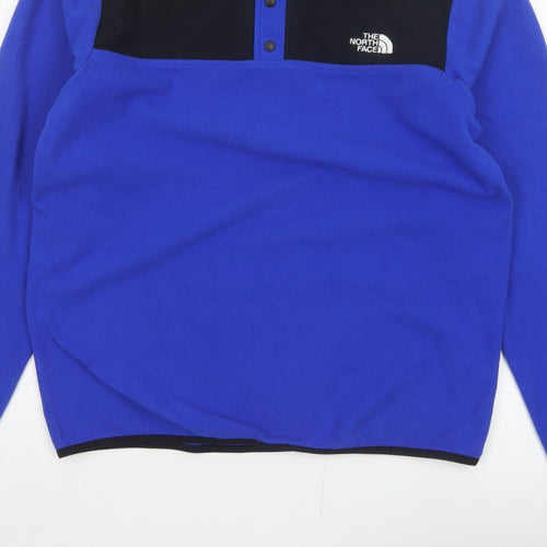 The North Face Men’s Blue Black M Fleece Snap Henley Sweatshirt