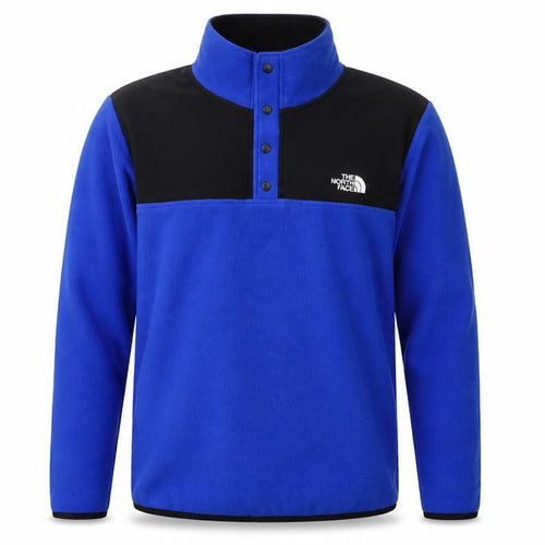 The North Face Men’s Blue Black M Fleece Snap Henley Sweatshirt