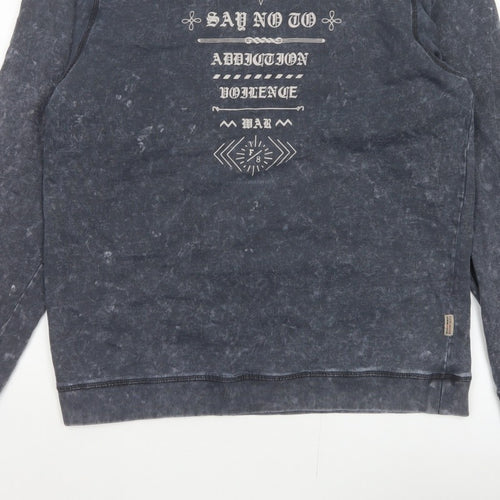Flying Machine Men Grey XL Pullover Graphic Print Crew Neck Sweatshirt