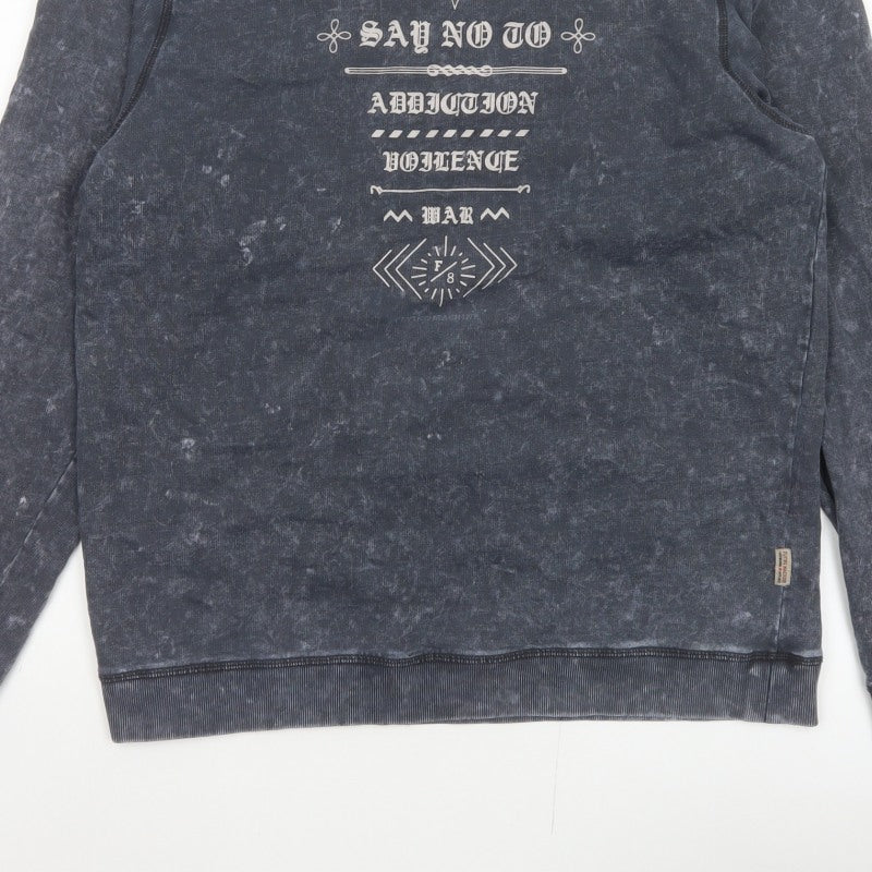 Flying Machine Men Grey XL Pullover Graphic Print Crew Neck Sweatshirt