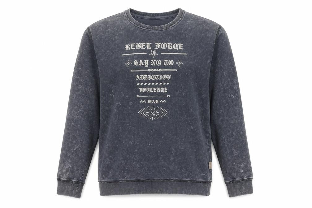 Flying Machine Men Grey XL Pullover Graphic Print Crew Neck Sweatshirt