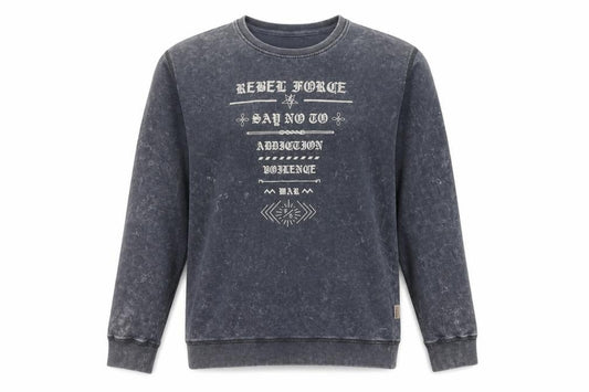 Flying Machine Men Grey XL Pullover Graphic Print Crew Neck Sweatshirt