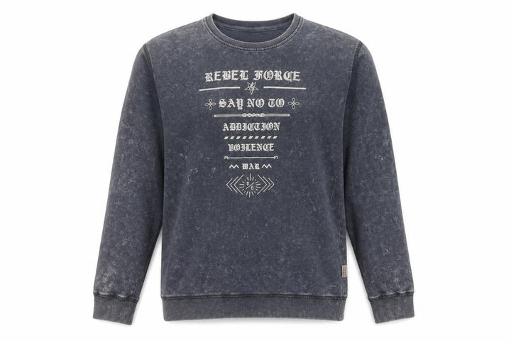 Flying Machine Men Grey XL Pullover Graphic Print Crew Neck Sweatshirt