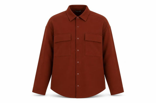 Zara Women Brown S Basic Button-Up Long Sleeve Stretch Pocket Shirt