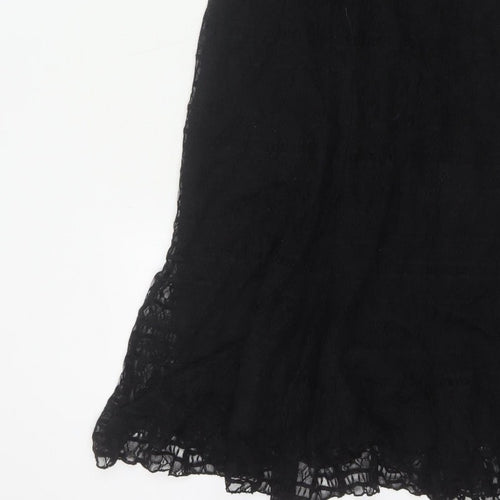 Bm Women’s Black Lace Fit & Flare Midi Dress Size 14 Bow Belted
