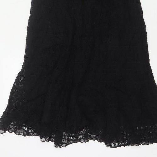 Bm Women’s Black Lace Fit & Flare Midi Dress Size 14 Bow Belted