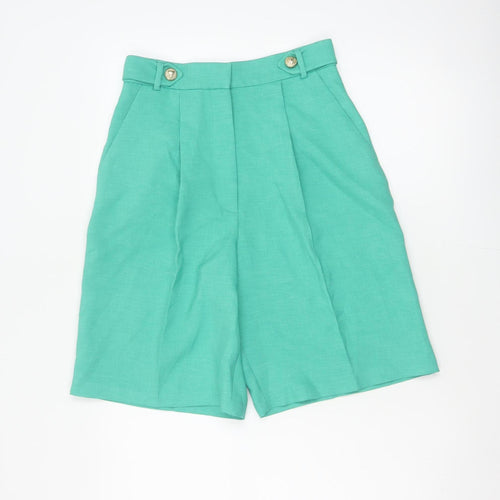 River Island Women Green Size 8 Sailor Pleated High Waist Shorts