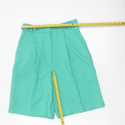 River Island Women Green Size 8 Sailor Pleated High Waist Shorts