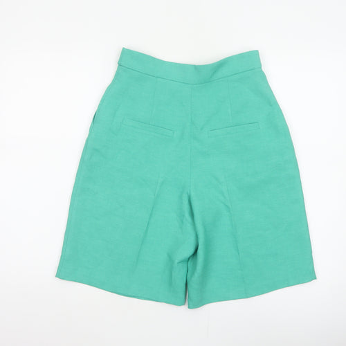 River Island Women Green Size 8 Sailor Pleated High Waist Shorts