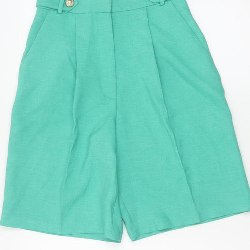 River Island Women Green Size 8 Sailor Pleated High Waist Shorts