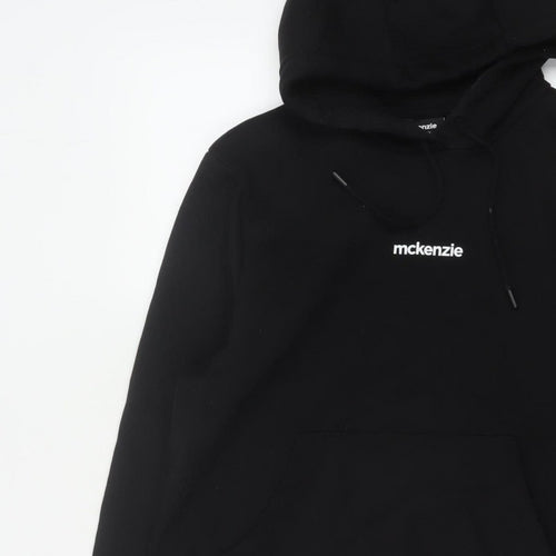 McKenzie Men’s Black S Pullover Hoodie Logo Drawstring Pocket