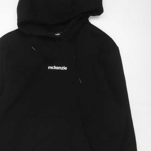 McKenzie Men’s Black S Pullover Hoodie Logo Drawstring Pocket