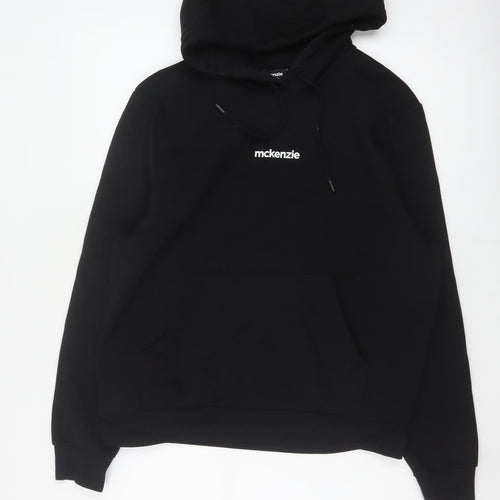 McKenzie Men’s Black S Pullover Hoodie Logo Drawstring Pocket