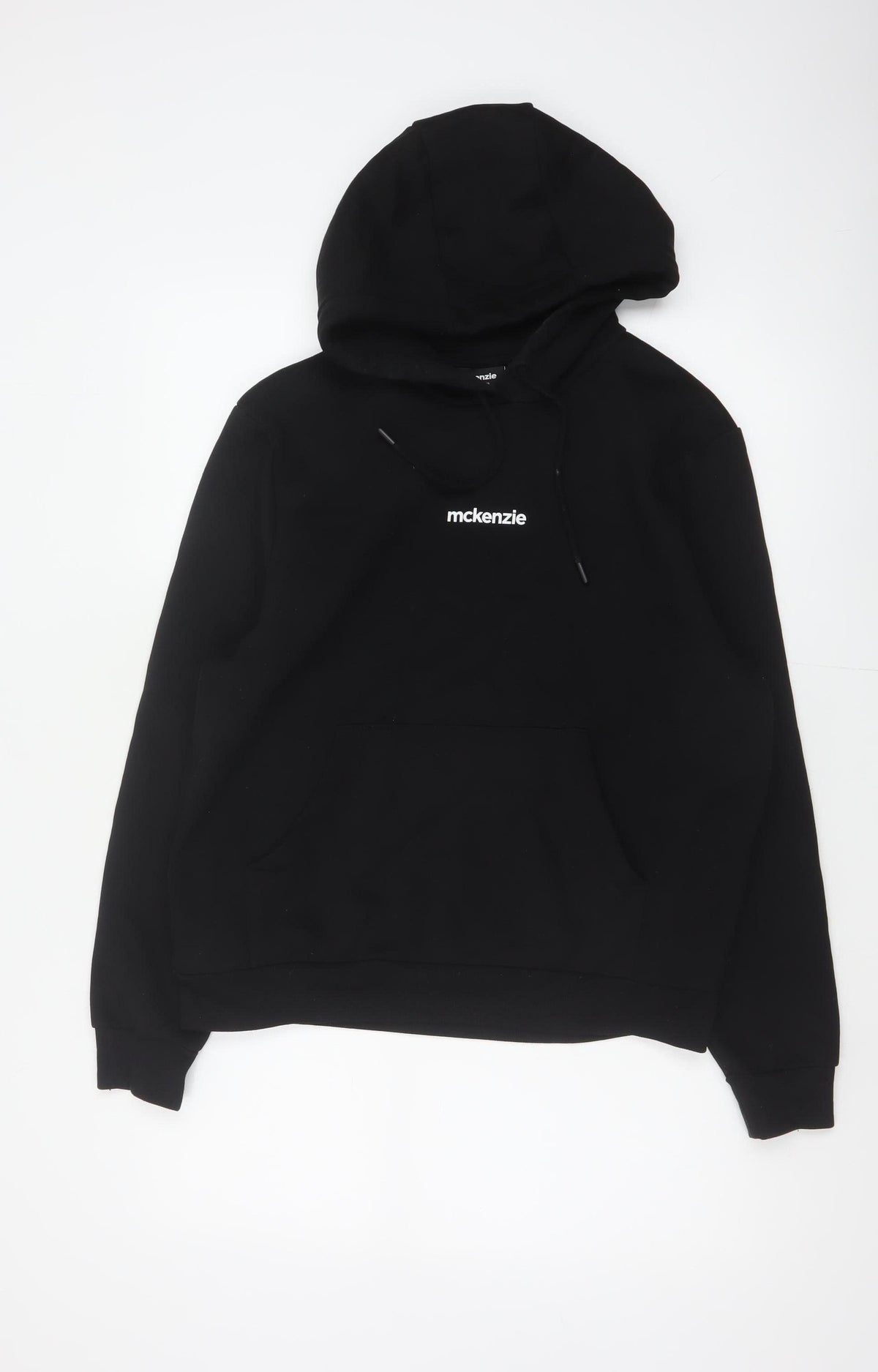 McKenzie Men’s Black S Pullover Hoodie Logo Drawstring Pocket
