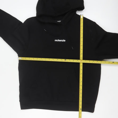McKenzie Men’s Black S Pullover Hoodie Logo Drawstring Pocket