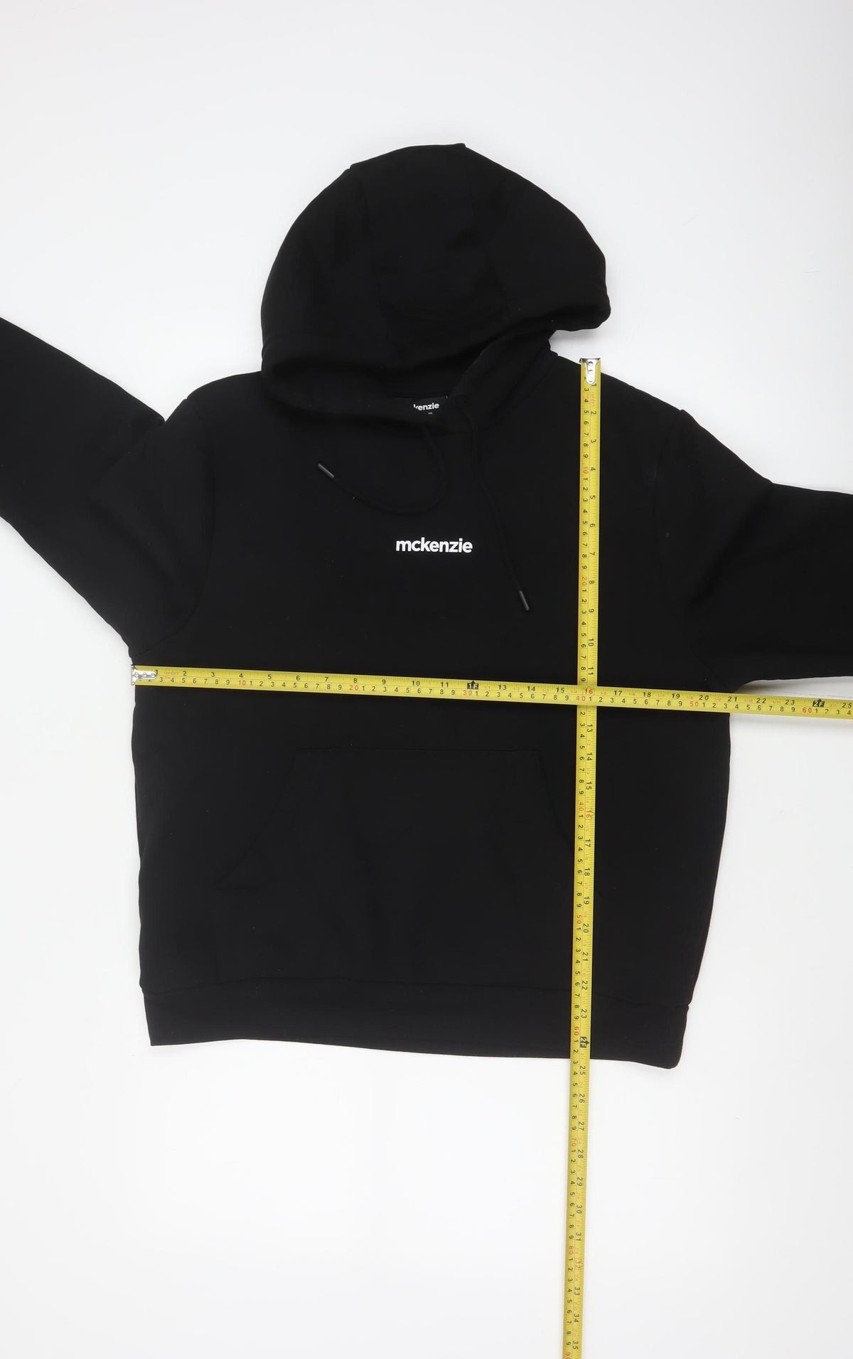 McKenzie Men’s Black S Pullover Hoodie Logo Drawstring Pocket
