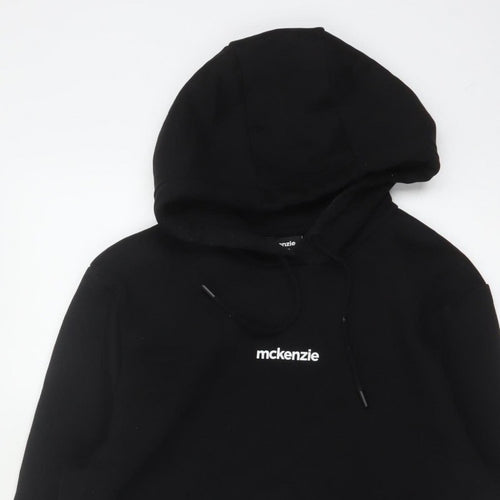McKenzie Men’s Black S Pullover Hoodie Logo Drawstring Pocket