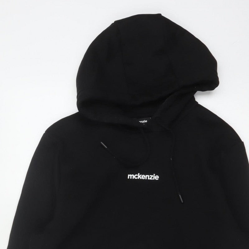 McKenzie Men’s Black S Pullover Hoodie Logo Drawstring Pocket