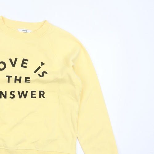 Next Women Yellow M Love Slogan Graphic Pullover Sweatshirt