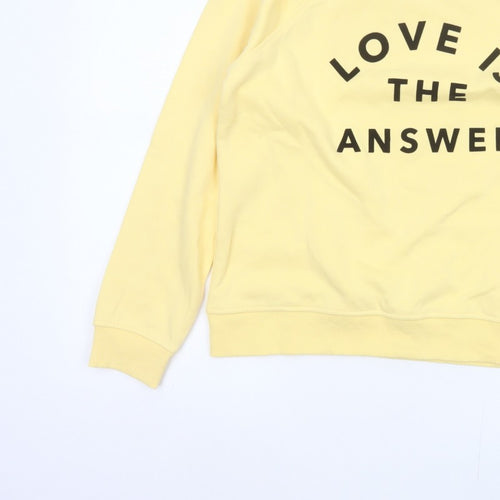 Next Women Yellow M Love Slogan Graphic Pullover Sweatshirt