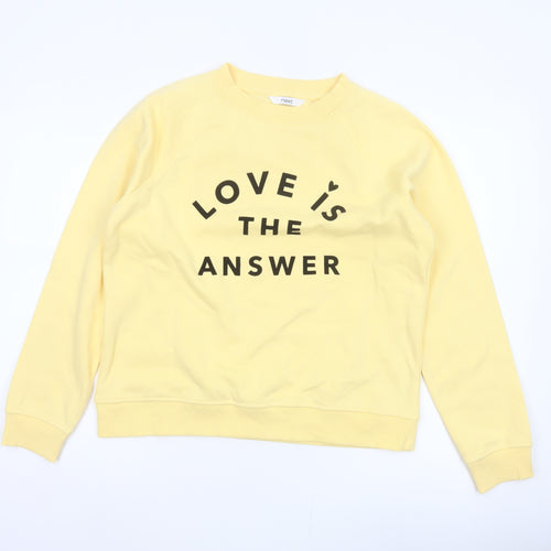 Next Women Yellow M Love Slogan Graphic Pullover Sweatshirt