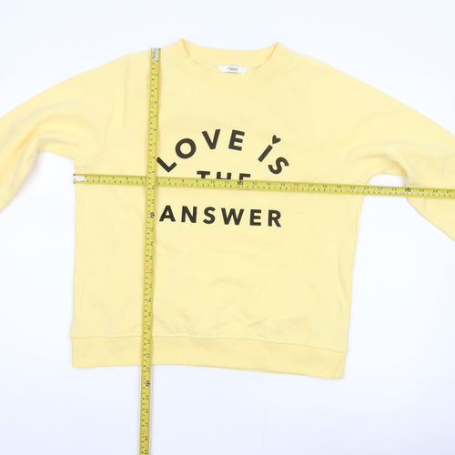 Next Women Yellow M Love Slogan Graphic Pullover Sweatshirt