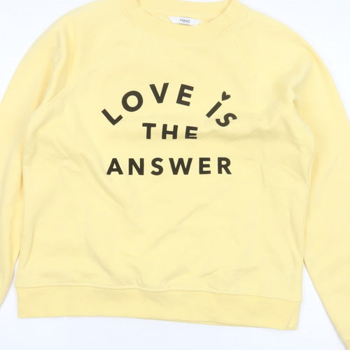 Next Women Yellow M Love Slogan Graphic Pullover Sweatshirt