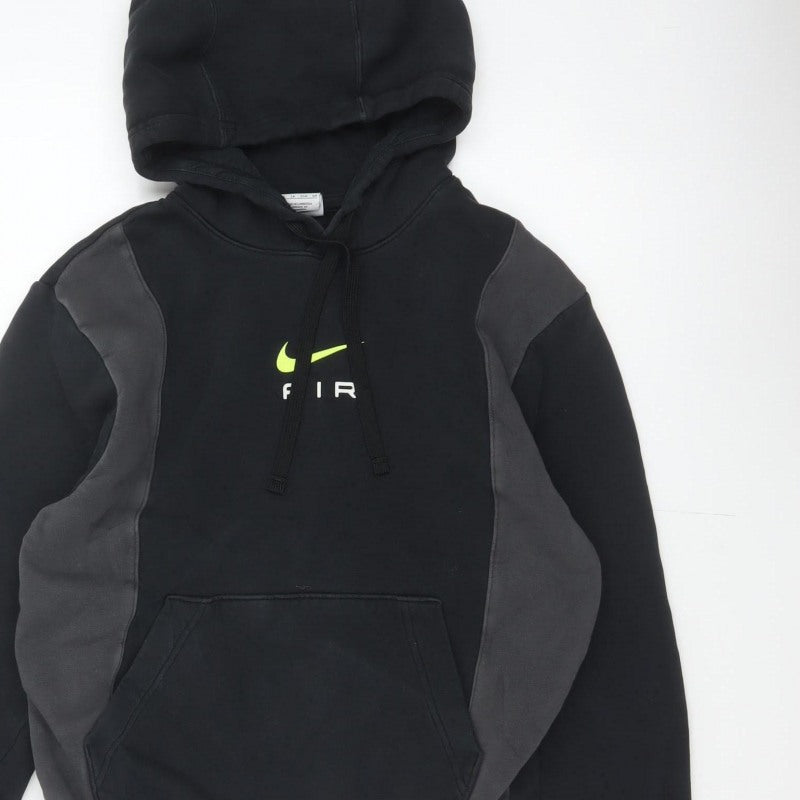 Nike Men Black Grey XS Pullover Hoodie Logo Graphic Fleece