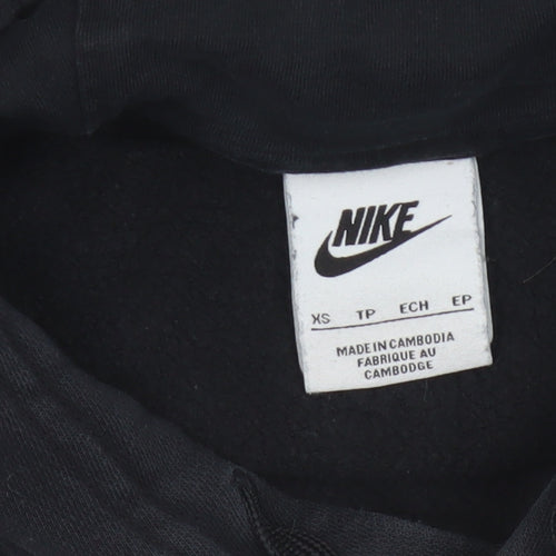 Nike Men Black Grey XS Pullover Hoodie Logo Graphic Fleece