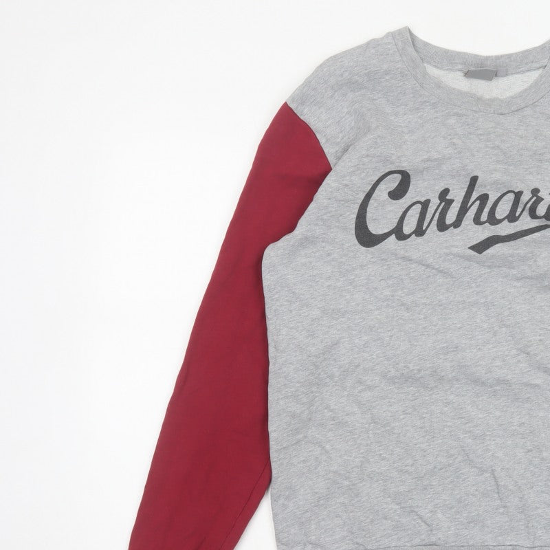 Additional view of Carhartt Men Grey Burgundy M Pullover Logo Crew Neck Sweatshirt