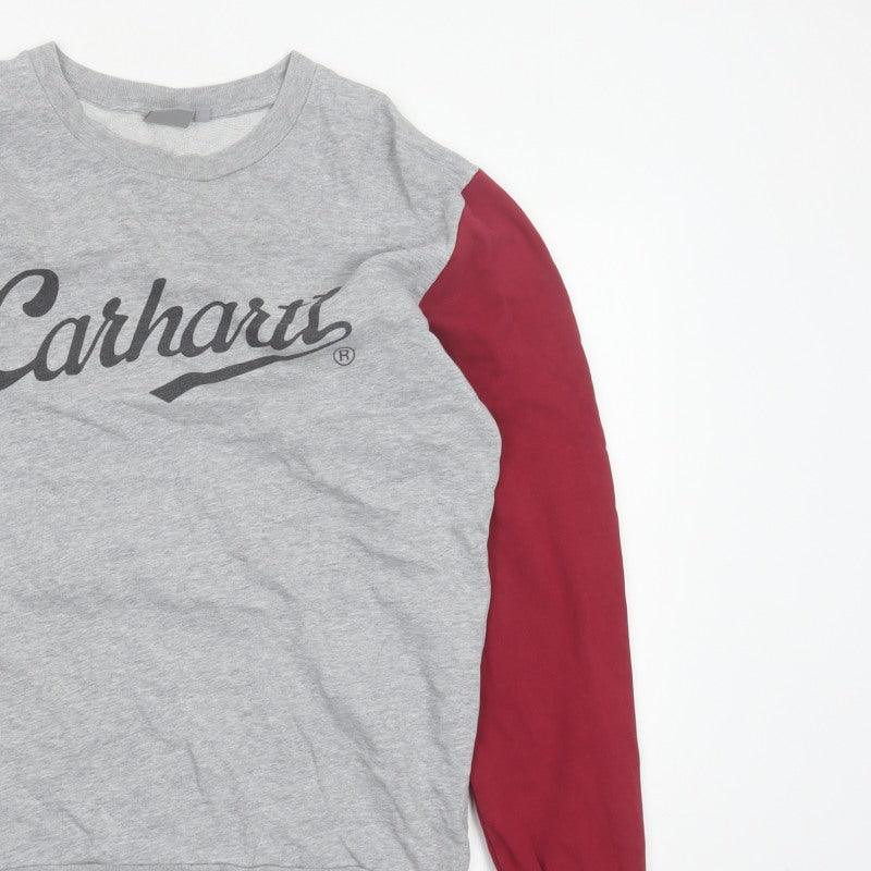 Additional view of Carhartt Men Grey Burgundy M Pullover Logo Crew Neck Sweatshirt
