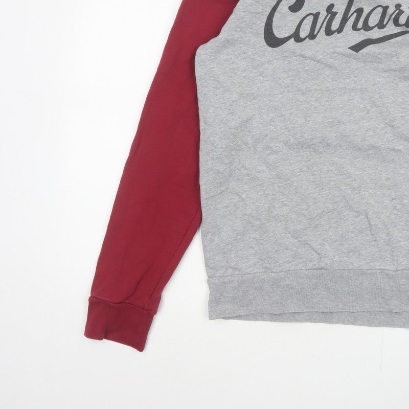Additional view of Carhartt Men Grey Burgundy M Pullover Logo Crew Neck Sweatshirt