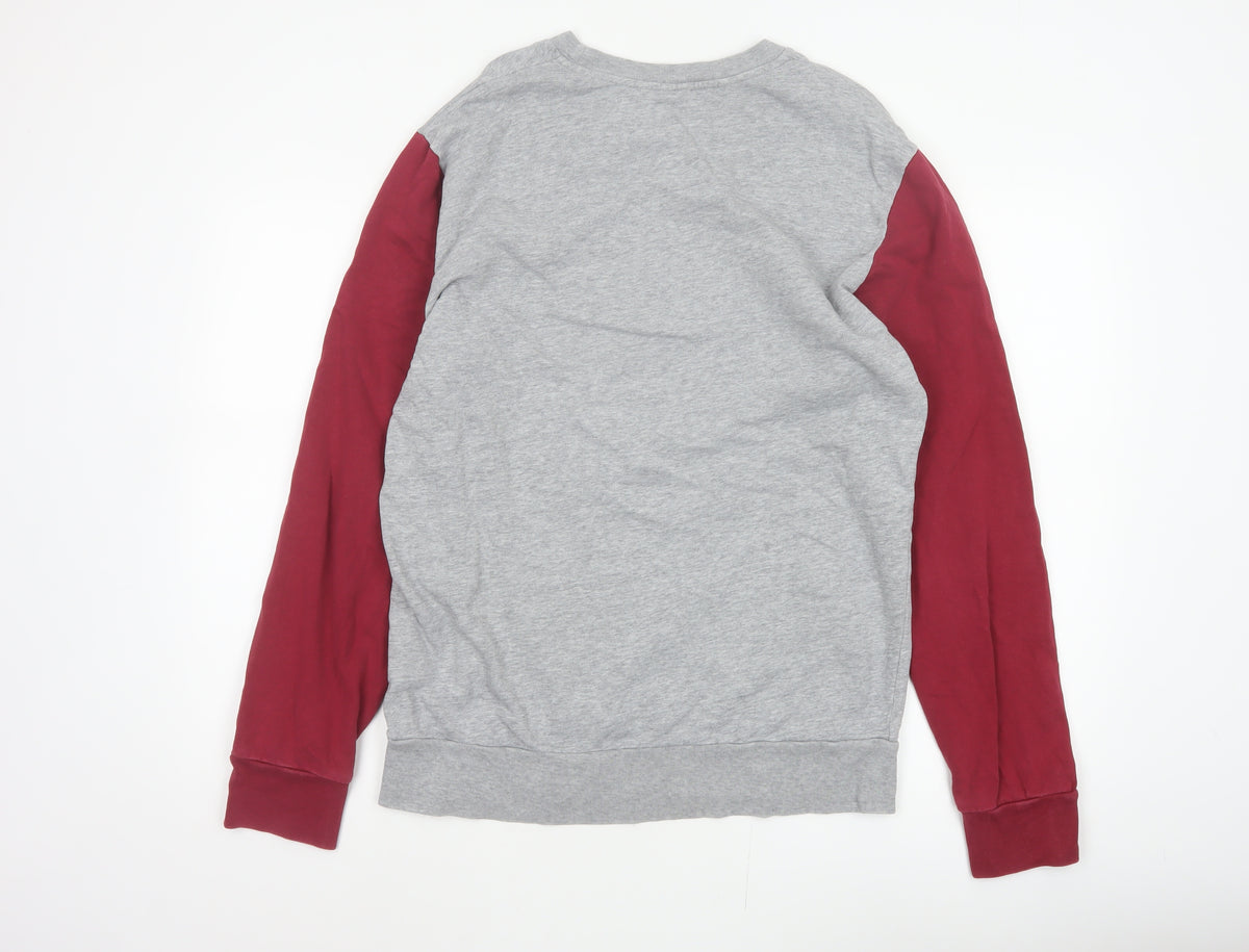 Brand and care label for Carhartt Men Grey Burgundy M Pullover Logo Crew Neck Sweatshirt