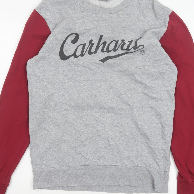 Additional view of Carhartt Men Grey Burgundy M Pullover Logo Crew Neck Sweatshirt