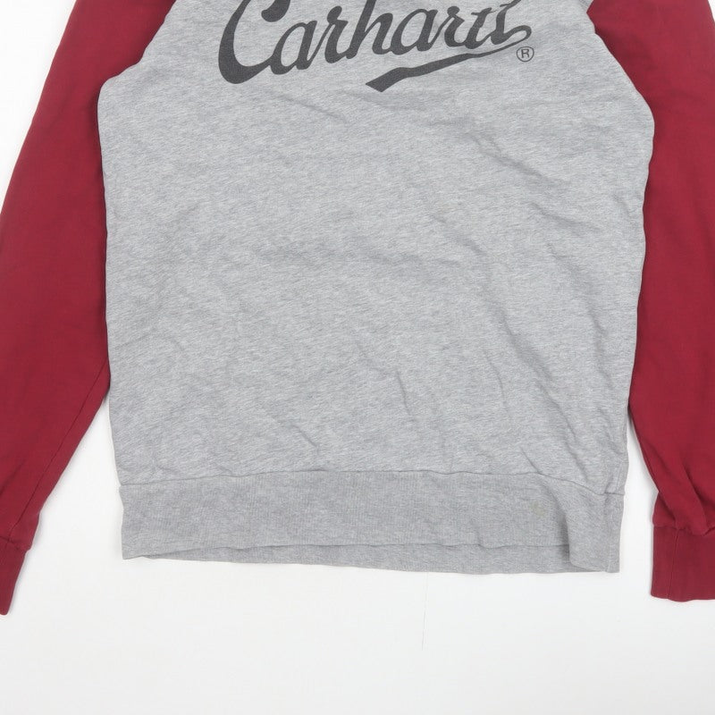 Additional view of Carhartt Men Grey Burgundy M Pullover Logo Crew Neck Sweatshirt
