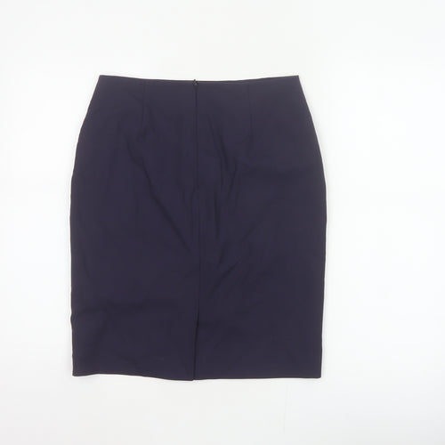 Hobbs NW3 Women Navy UK 8 Wool Pencil Knee Skirt Pockets