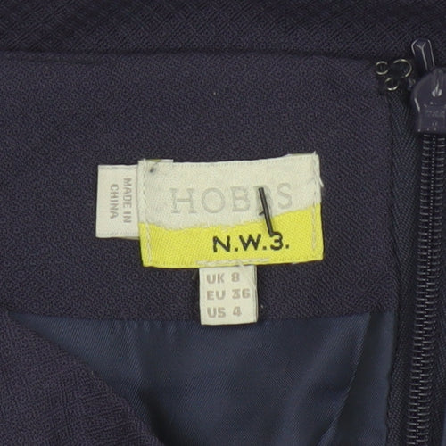 Hobbs NW3 Women Navy UK 8 Wool Pencil Knee Skirt Pockets