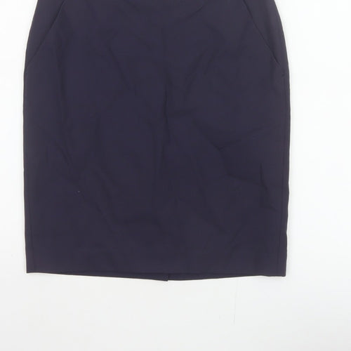 Hobbs NW3 Women Navy UK 8 Wool Pencil Knee Skirt Pockets