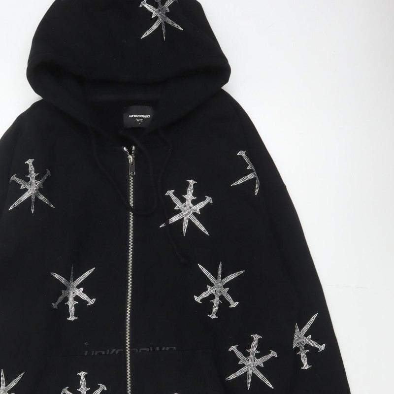Additional view of Unknown Men’s Black M Full Zip Rhinestone Gothic Hoodie