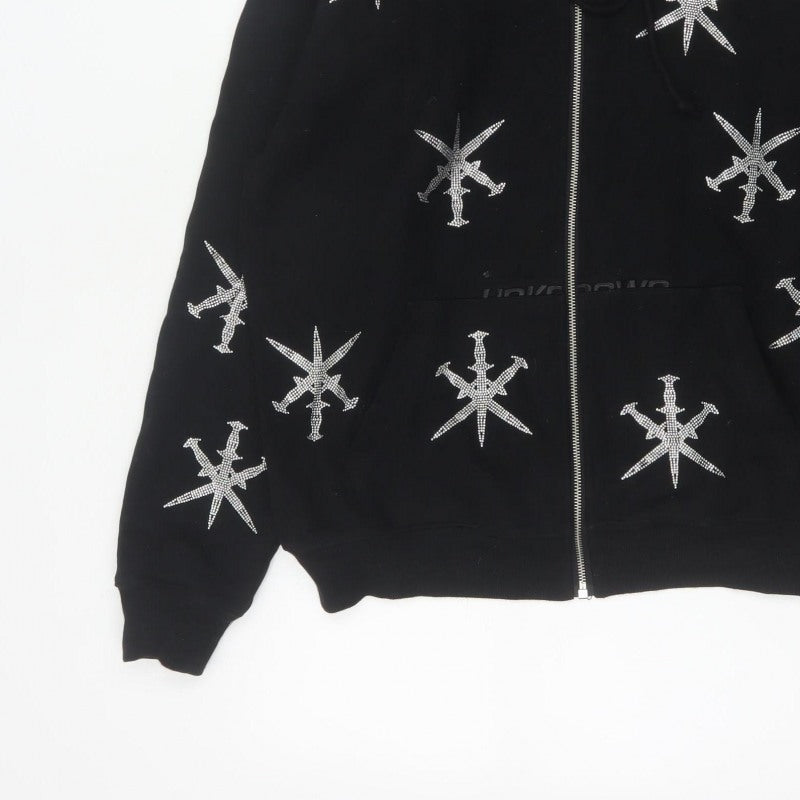 Additional view of Unknown Men’s Black M Full Zip Rhinestone Gothic Hoodie