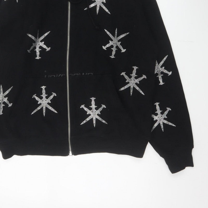 Additional view of Unknown Men’s Black M Full Zip Rhinestone Gothic Hoodie