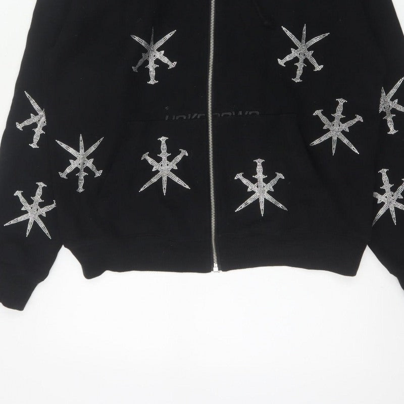 Additional view of Unknown Men’s Black M Full Zip Rhinestone Gothic Hoodie