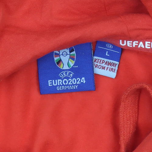 UEFA Euro 2024 Men’s Red L Pullover Hoodie England Football Graphic
