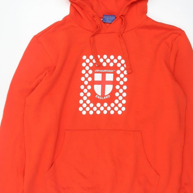 UEFA Euro 2024 Men’s Red L Pullover Hoodie England Football Graphic