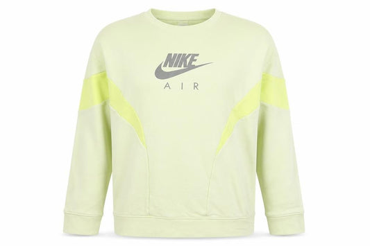 Front view of Nike boys’ yellow xl nike air colourblock crew neck sweatshirt