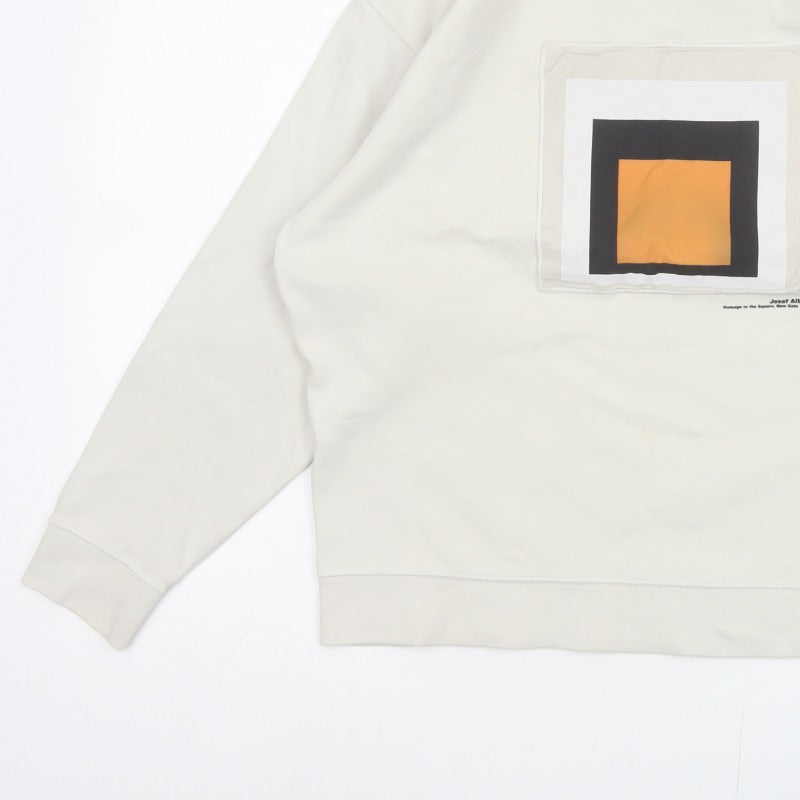 Zara Men Ivory M Pullover Sweatshirt Josef Albers Graphic Art Cotton