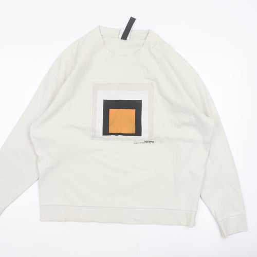 Zara Men Ivory M Pullover Sweatshirt Josef Albers Graphic Art Cotton
