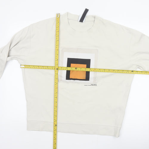 Zara Men Ivory M Pullover Sweatshirt Josef Albers Graphic Art Cotton